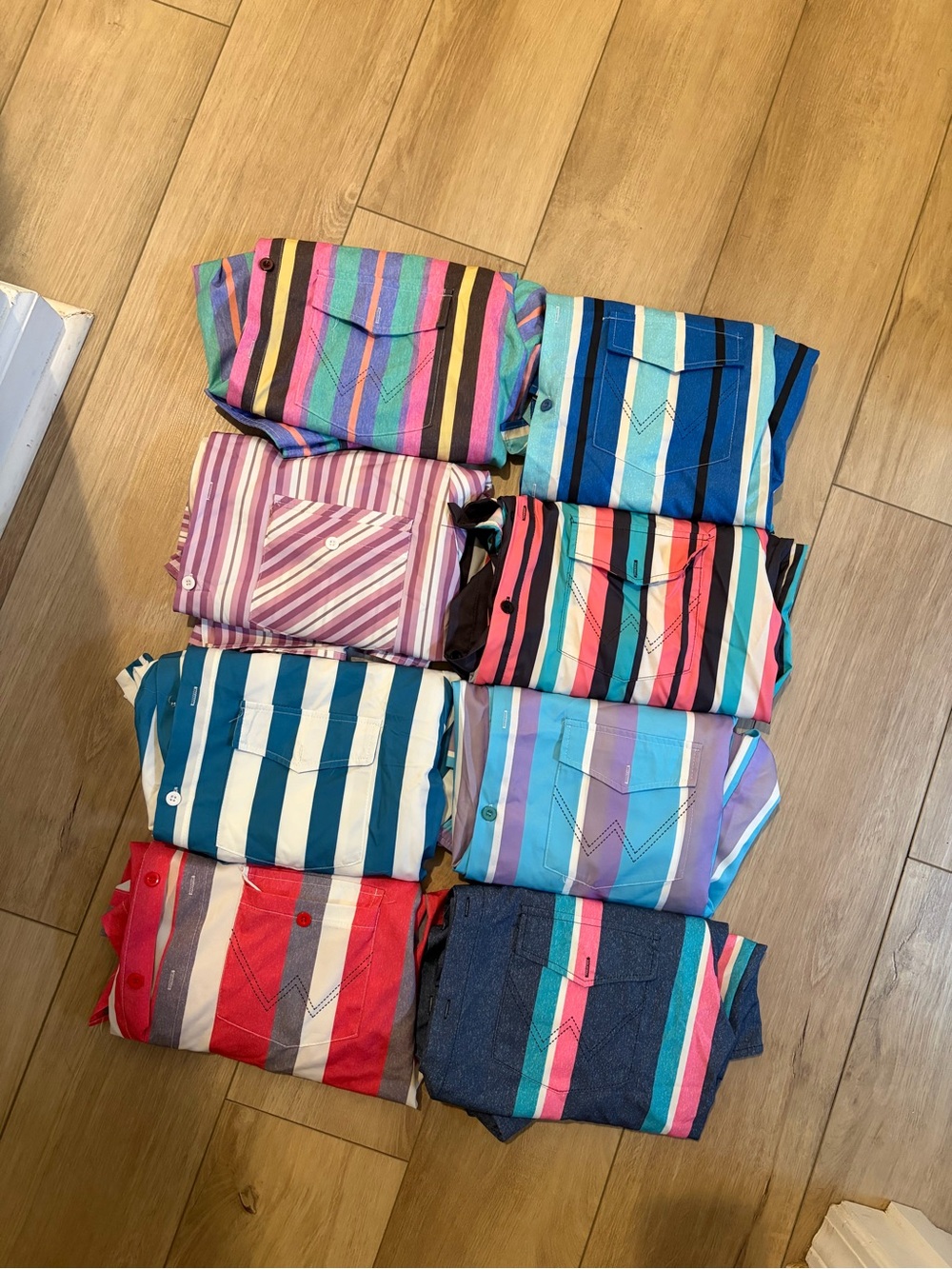 set of 8 Striped Men’s Dress shirts in Multicolor Rodeo Western